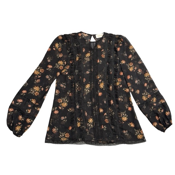 Zimmermann Sheer Floral Lace Blouse Black  Printed Top Size XS / 0 - Picture 2 of 10